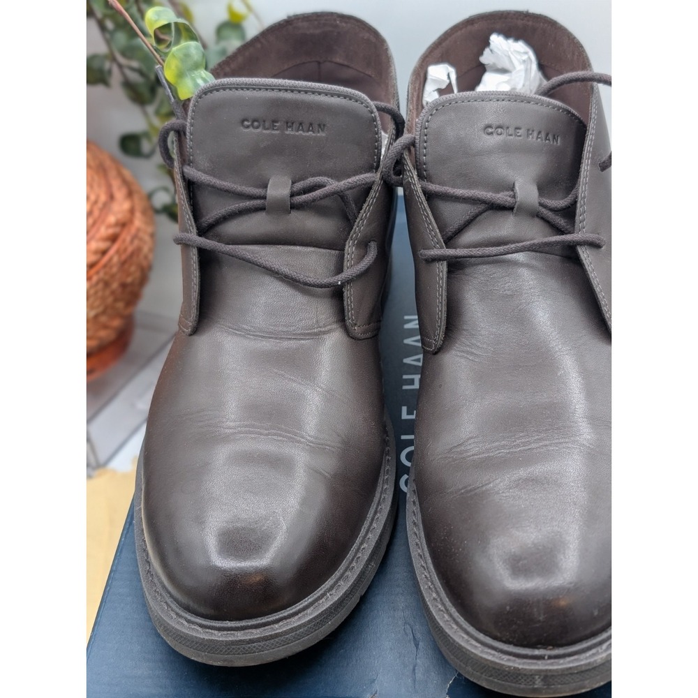 Men's Brown Leather Chukka Boots Cole Haan GO-TO Lace Size 12M Dark Roast C36529
